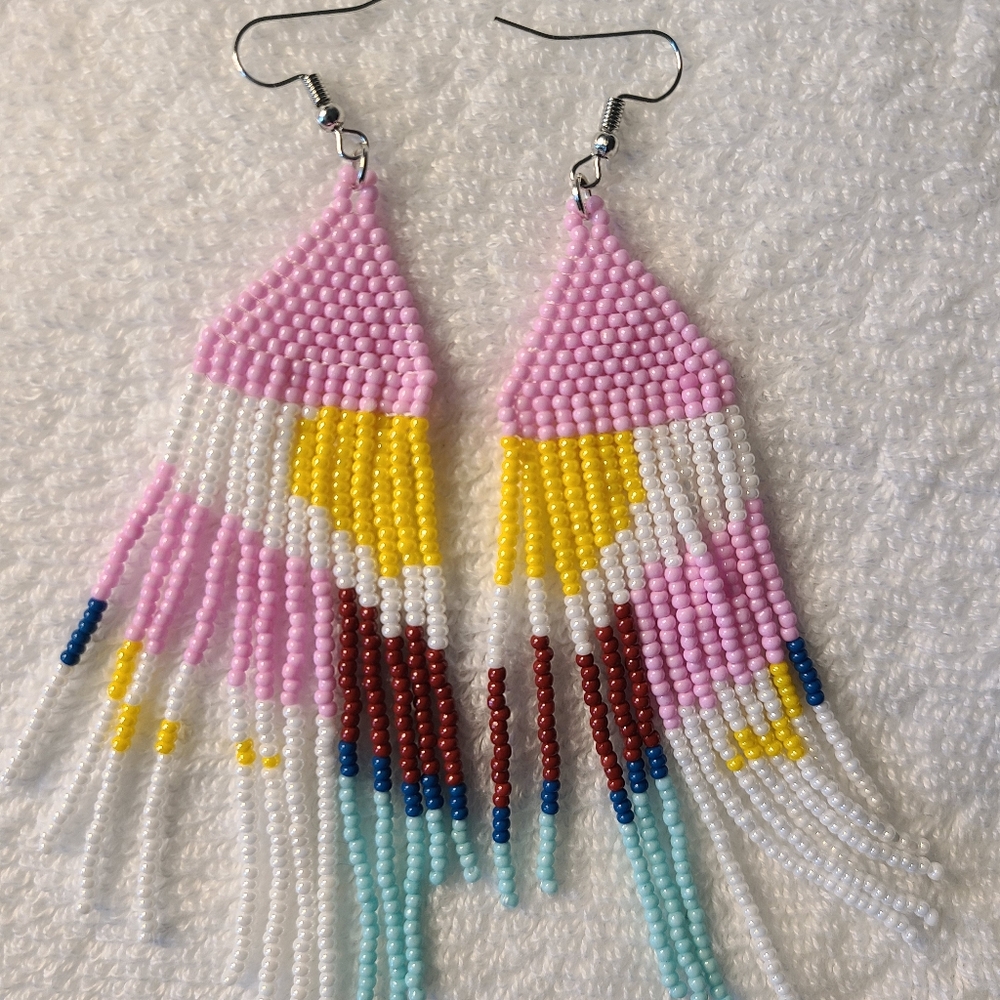 Colorful Beaded Fringe Earrings
